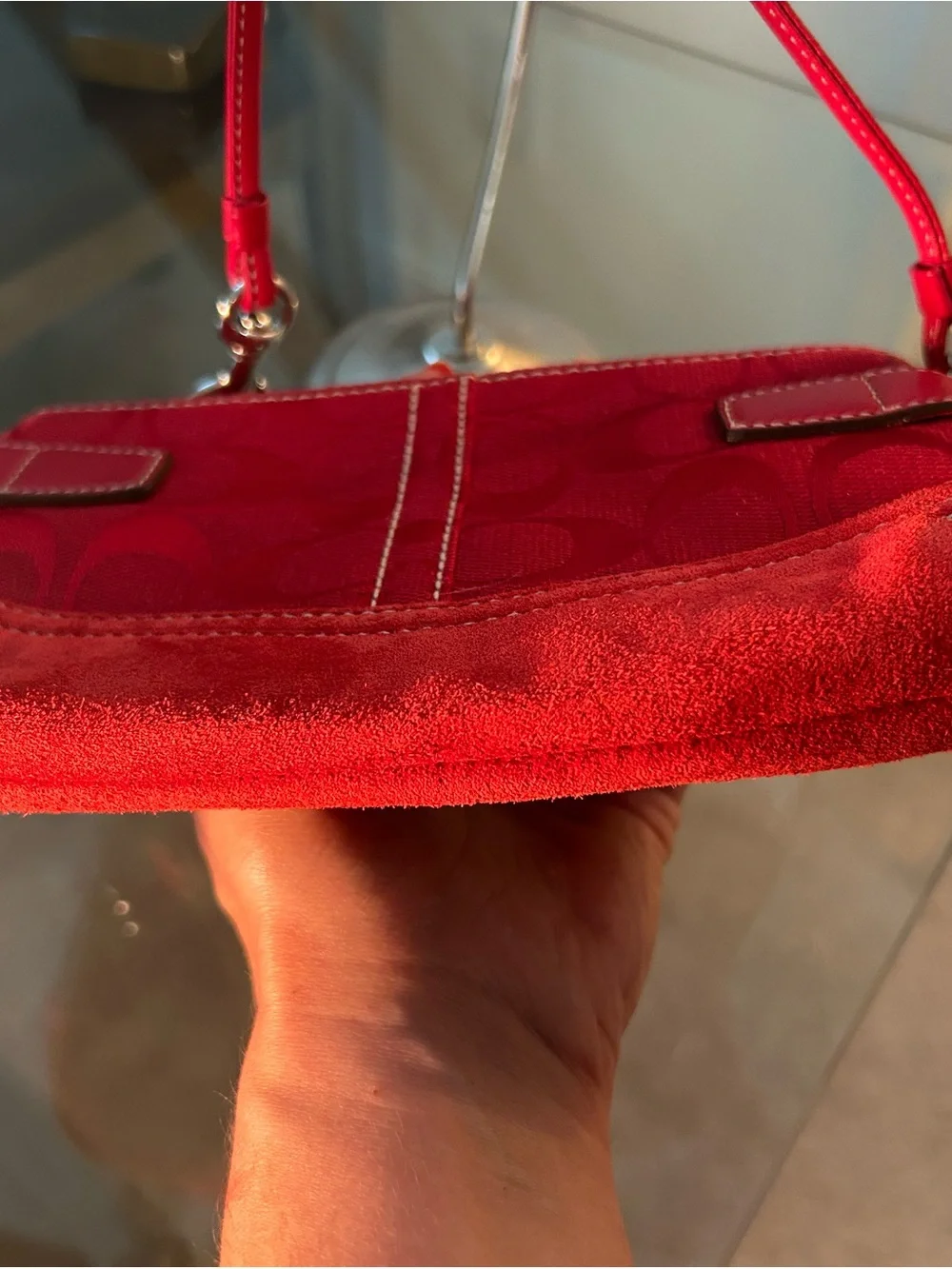 NWT Coach Ruby Red Jacquard Wristlet